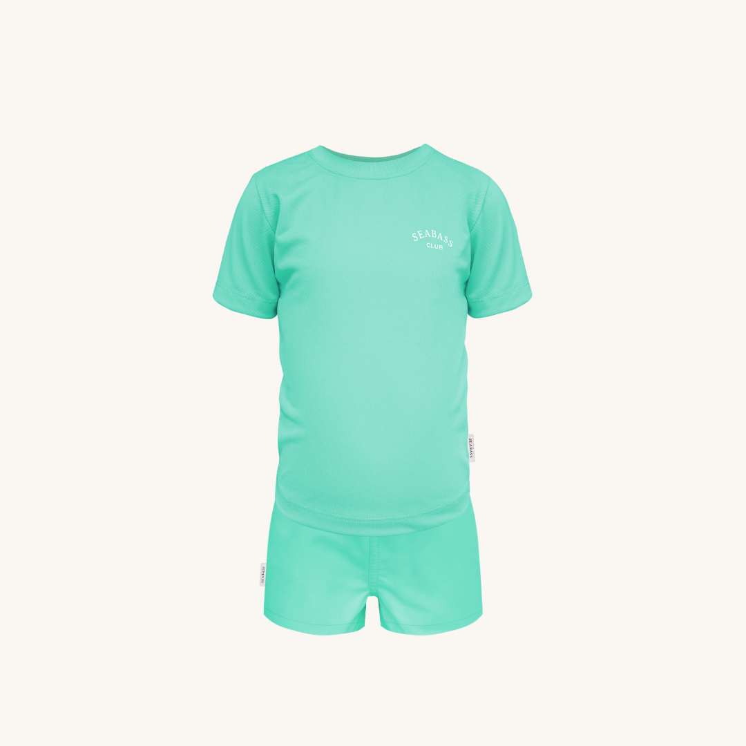 Set van UV T-shirt en zwemshort - Mintgroen
