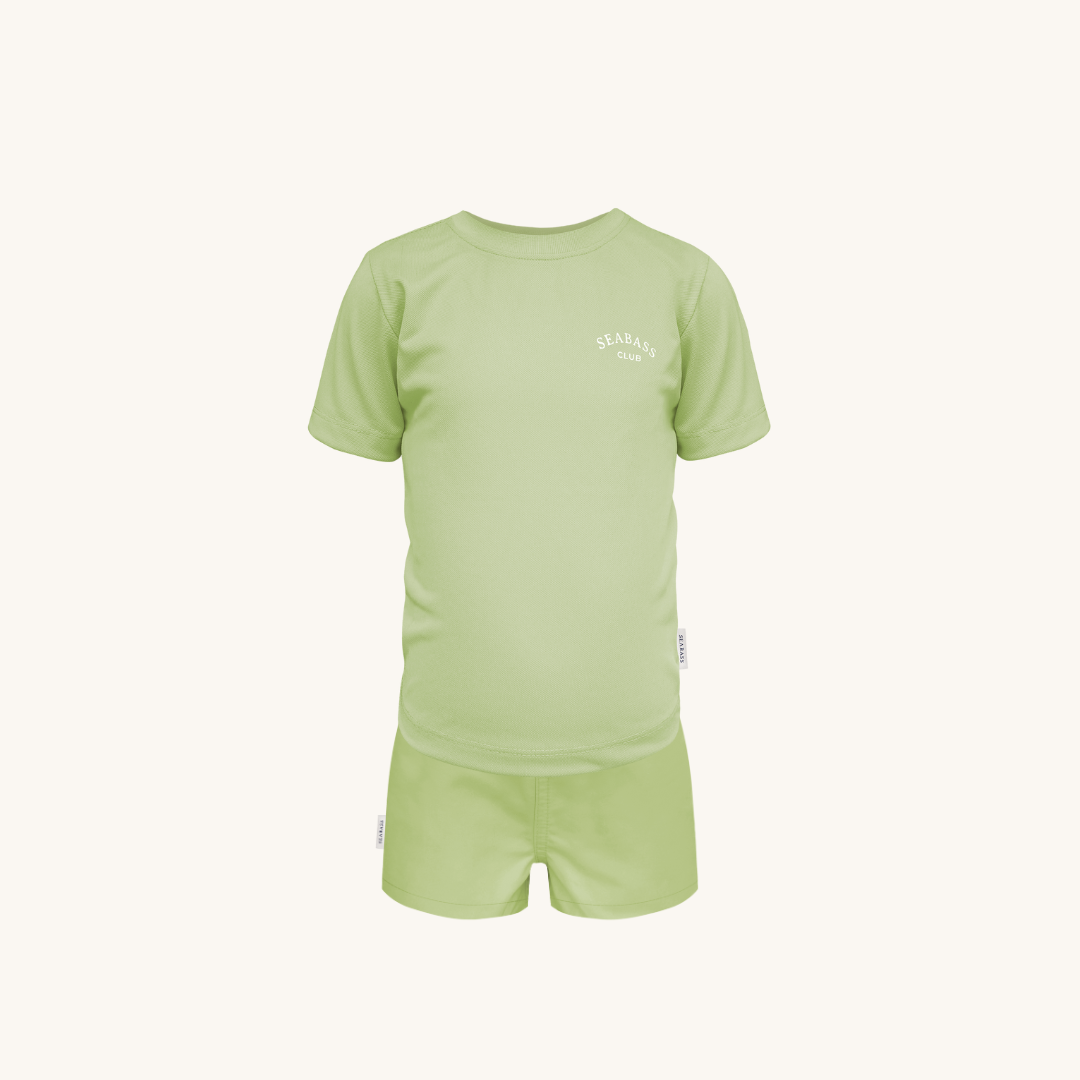 Set van UV T-shirt en zwemshort - Pistache groen