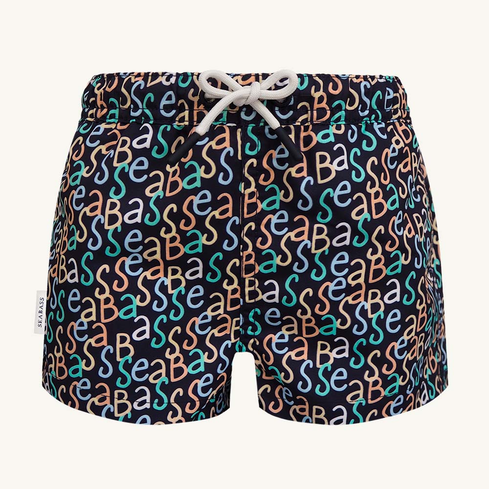 UV Zwemshort Hollywood voor jongens - marine logoprint